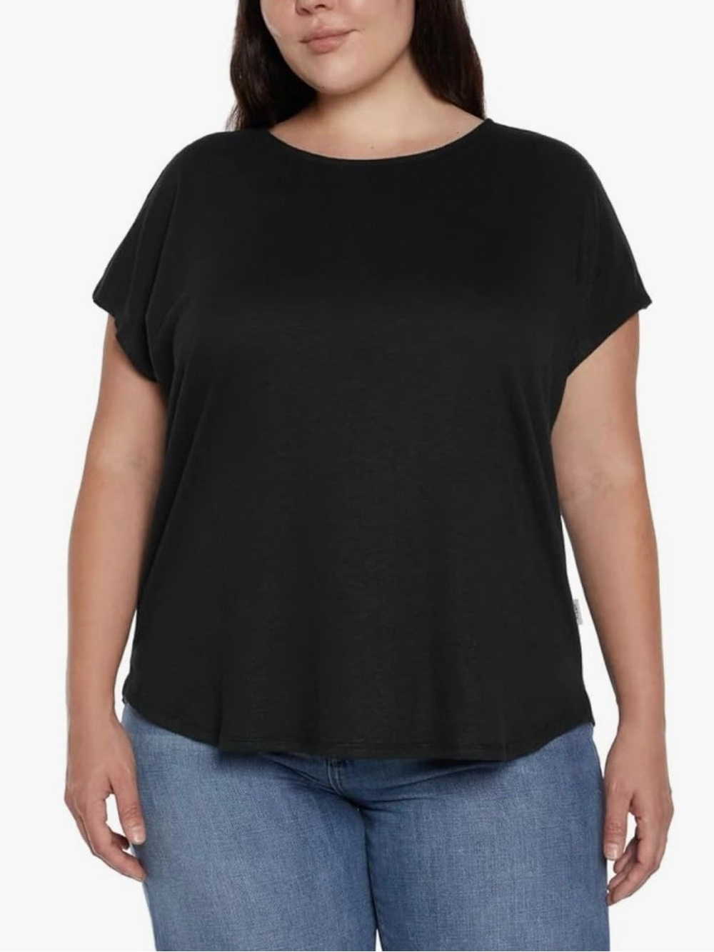 Orvis Women's Scoop Neck Elbow Sleeve Top, Black, L linen blend